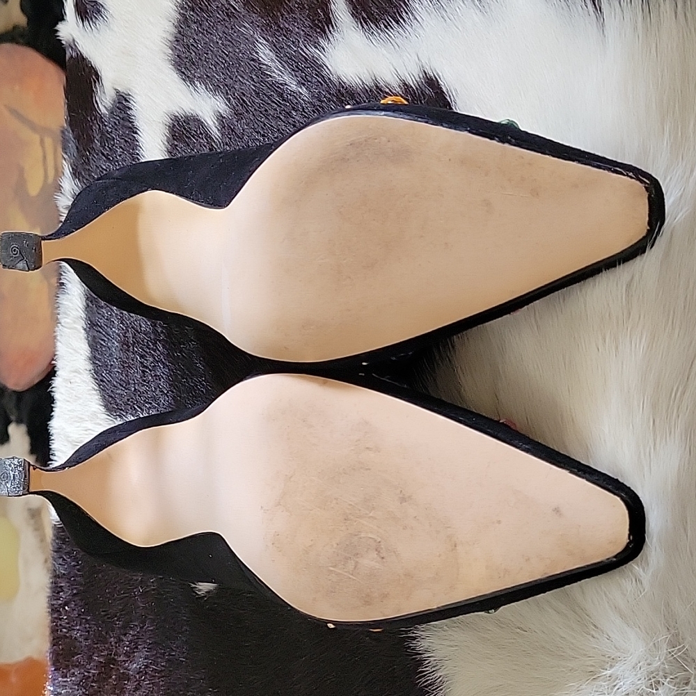 J.RENEE BLACK SUEDE EMBELLISHED PUMPS - Picture 7 of 9